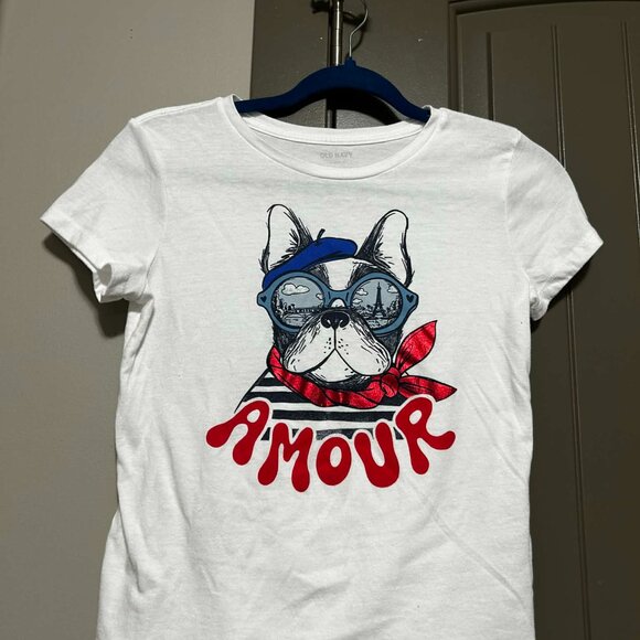 Old Navy “Amour” French Bulldog Graphic Tee – Kids Size 10–12 - Picture 5 of 6